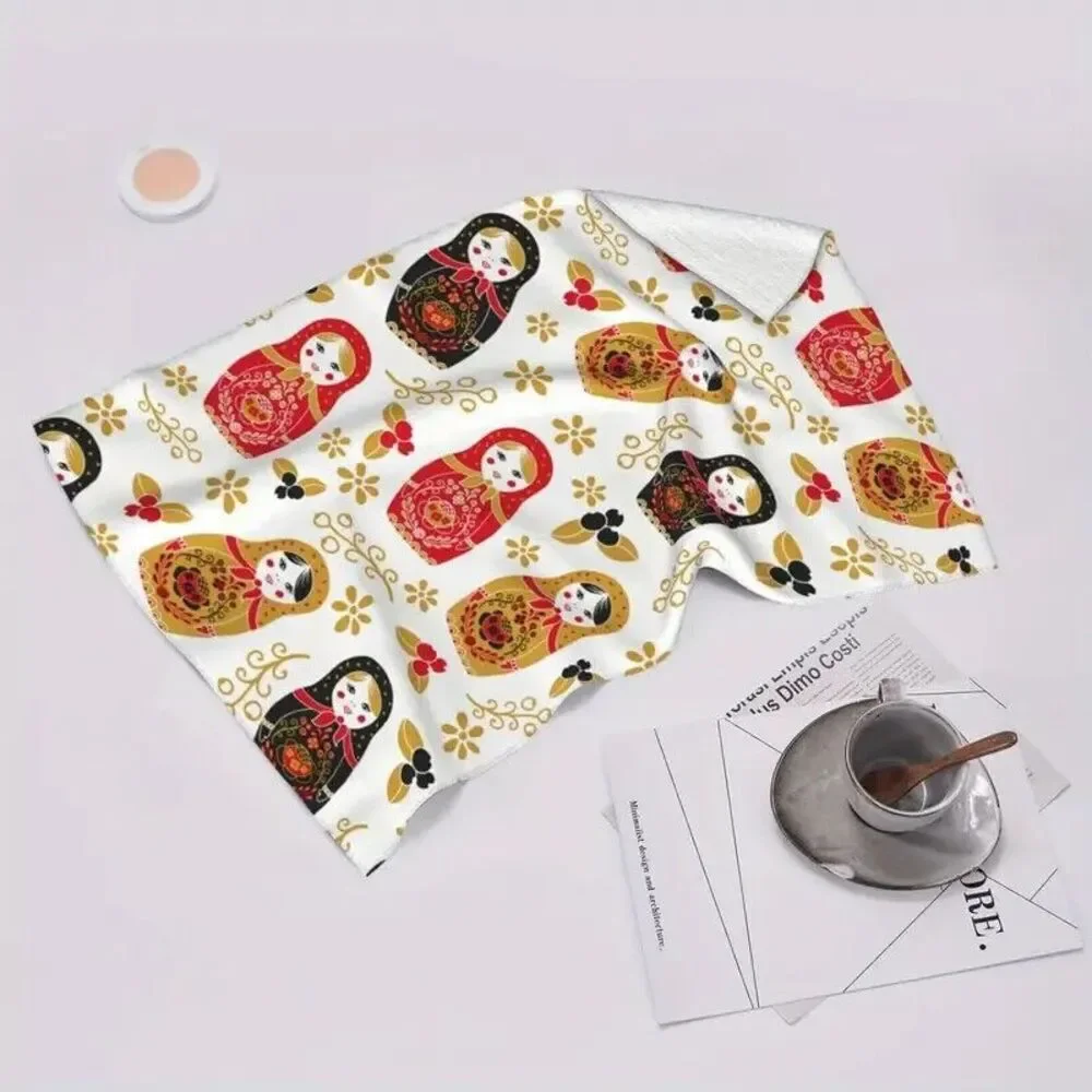 Matroyshka Nesting Doll Hand Towel Red Black Beige 18 x 26-in Polyester NEW